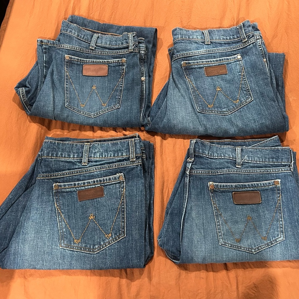 2 pairs Remaining - Wrangler Retro Relaxed Boot - Dark Blue Denim Jeans